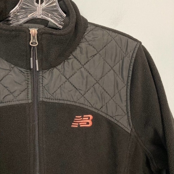 𝅺new Balance Women's Full Zip Fleece Jacket Quilted Yoke Rose Gold Logo Size M - Picture 7 of 12